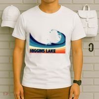 Higgins Lake Michigan Retro Boating Sailing & Fishing T-Shirt thumb 6