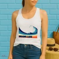 Higgins Lake Michigan Retro Boating Sailing & Fishing Women's Tank Top thumb 2