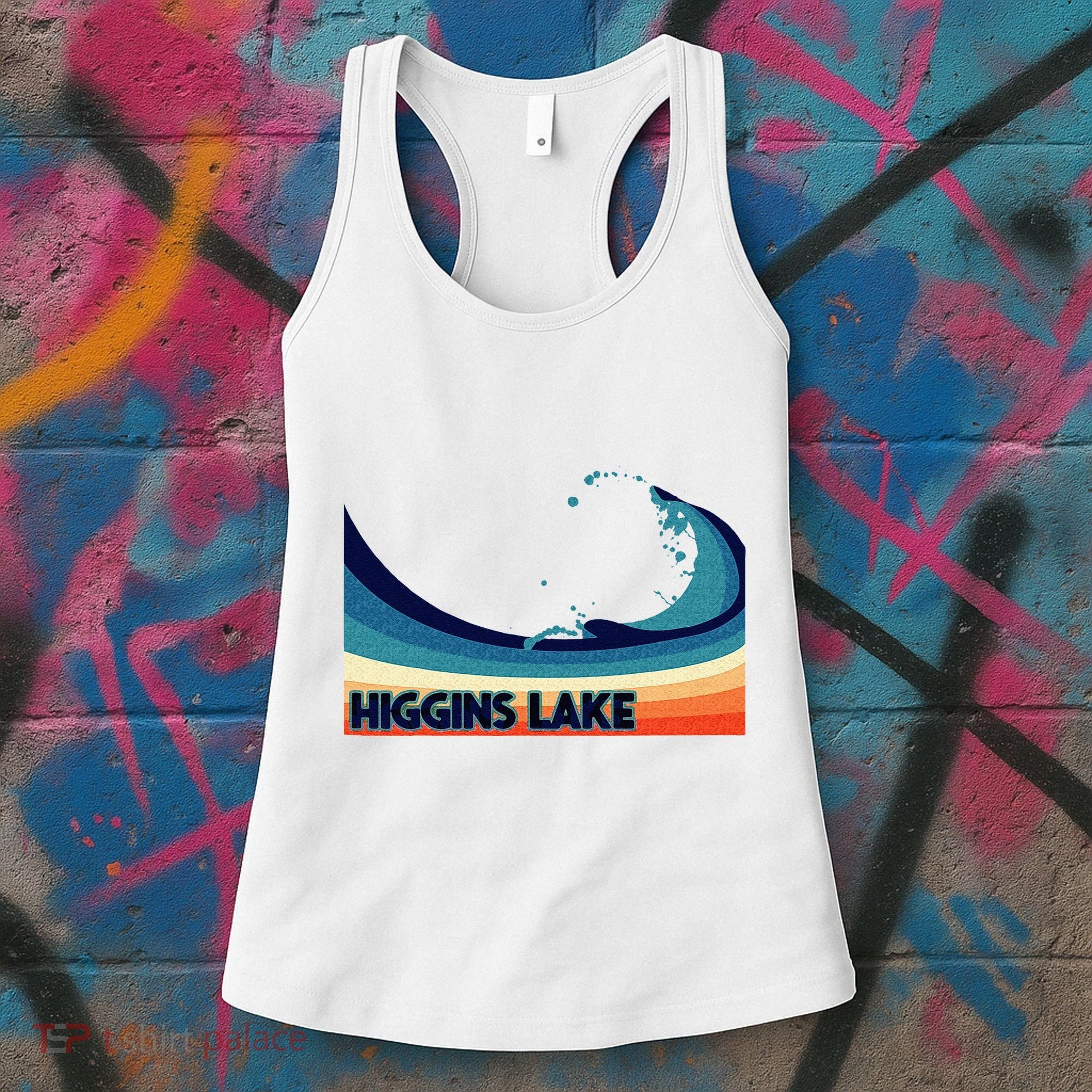 Higgins Lake Michigan Retro Boating Sailing & Fishing Women's Tank Top