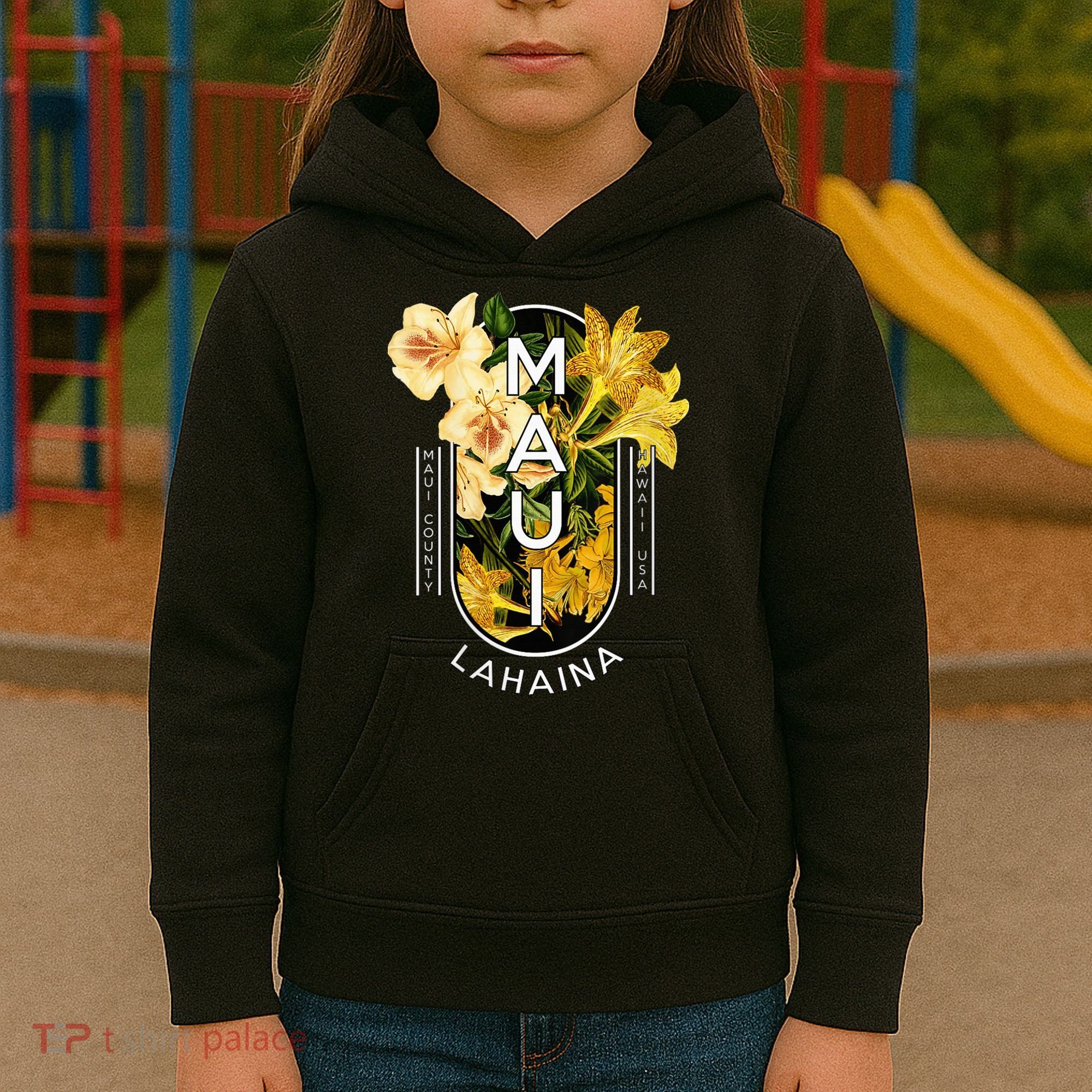 Hawaii Lahaina Maui Floral Kids Hoodie