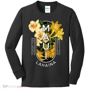 Hawaii Lahaina Maui Floral Kids Long Sleeve Shirt