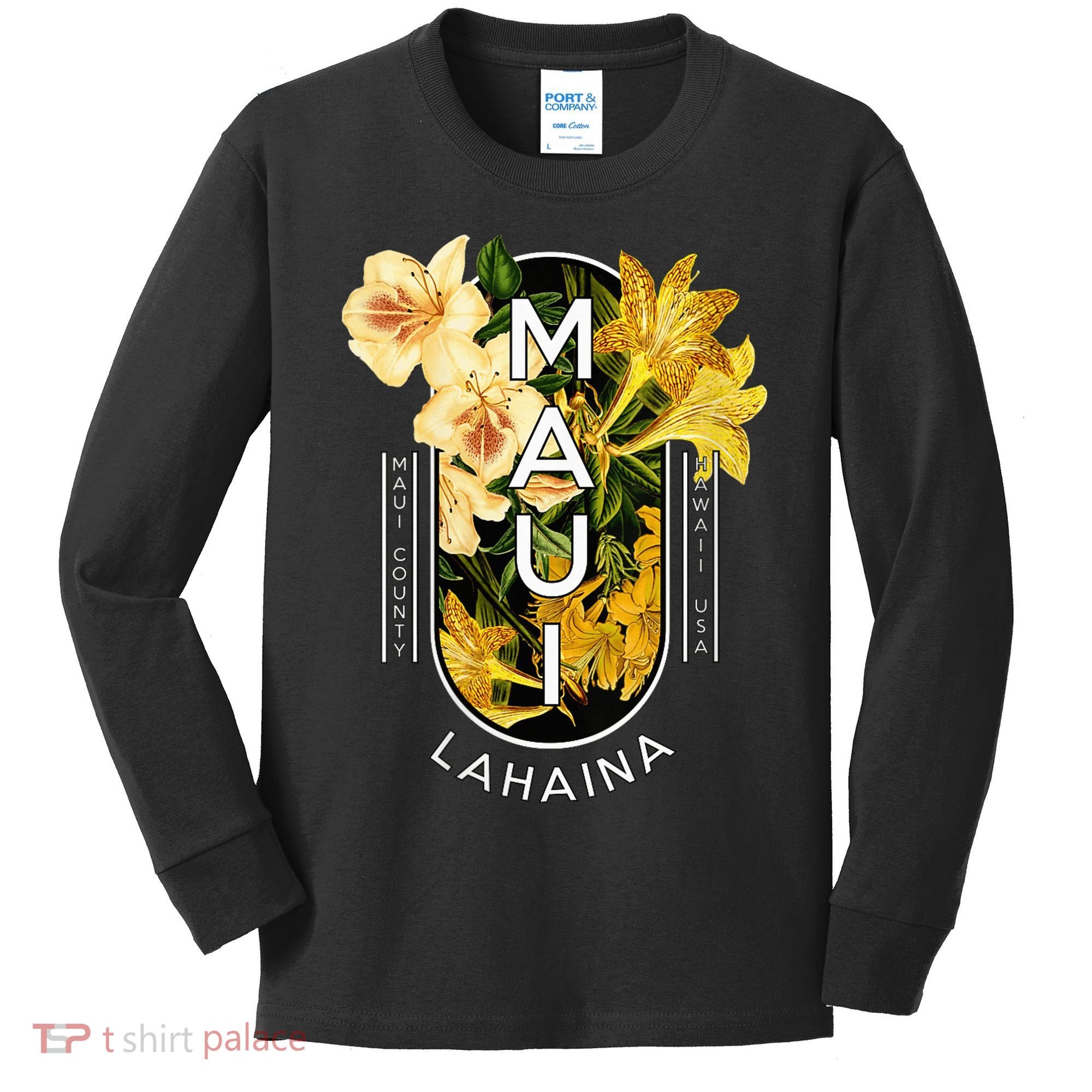 Hawaii Lahaina Maui Floral Kids Long Sleeve Shirt