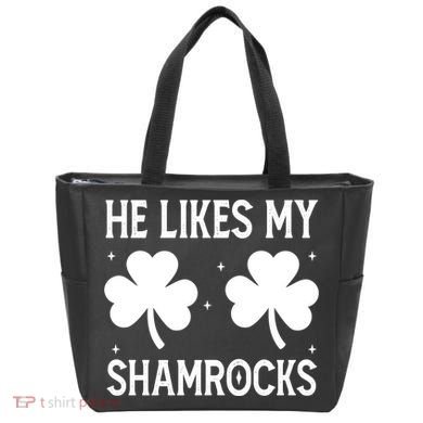 He Likes My Shamrocks Funny St Patricks Day Tote Bag