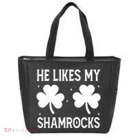 He Likes My Shamrocks Funny St Patricks Day Tote Bag thumb 0