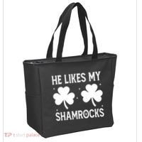 He Likes My Shamrocks Funny St Patricks Day Tote Bag thumb 2