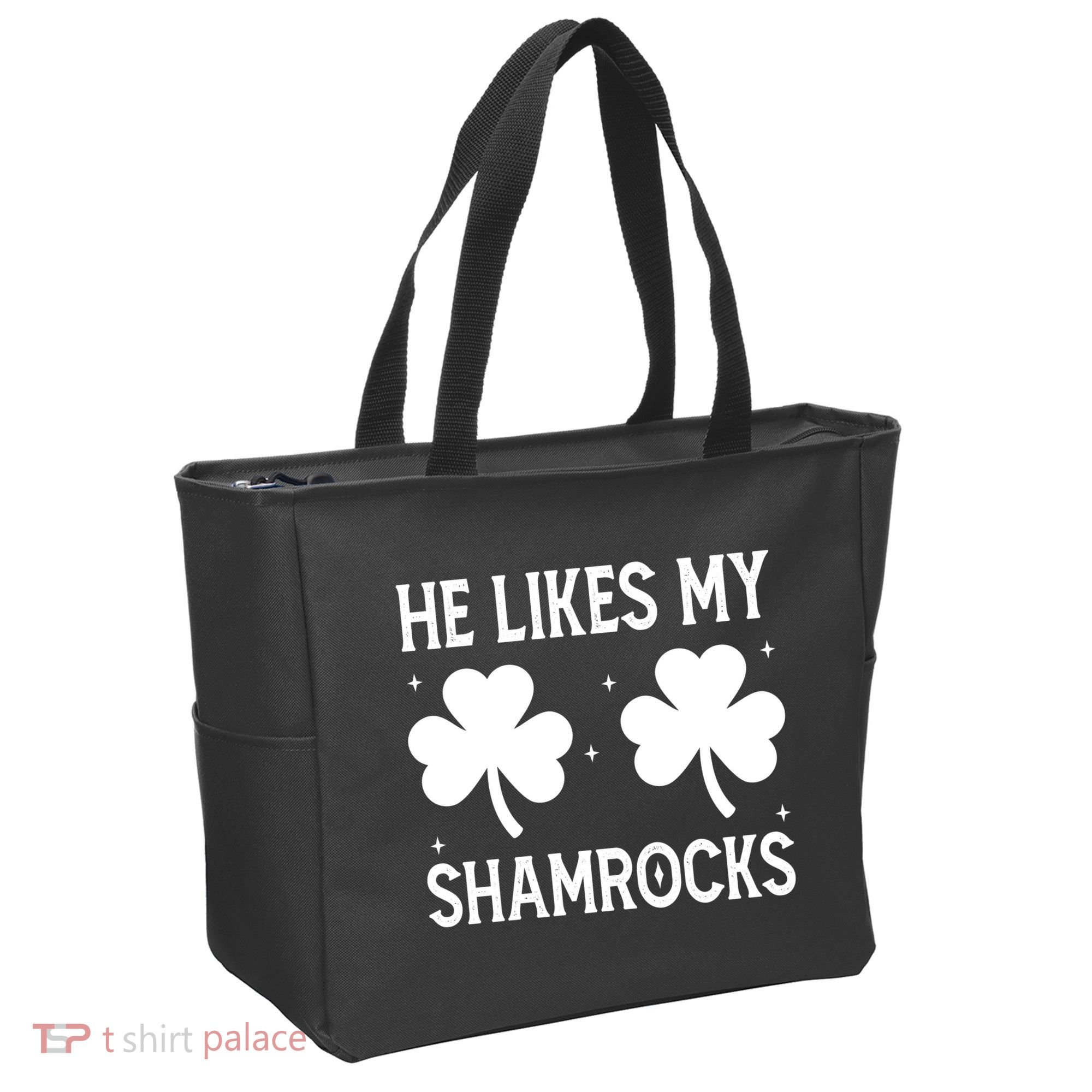 He Likes My Shamrocks Funny St Patricks Day Tote Bag