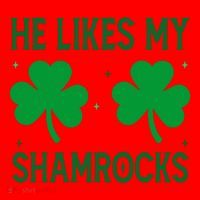 He Likes My Shamrocks Funny St Patricks Day Santa Hat thumb 1