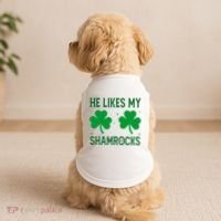 He Likes My Shamrocks Funny St Patricks Day Doggie Tank thumb 2