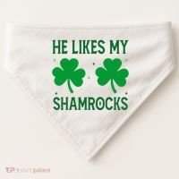 He Likes My Shamrocks Funny St Patricks Day USA-Made Doggie Bandana thumb 0