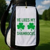 He Likes My Shamrocks Funny St Patricks Day Golf Towel thumb 2