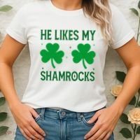 He Likes My Shamrocks Funny St Patricks Day Women's T-Shirt thumb 2