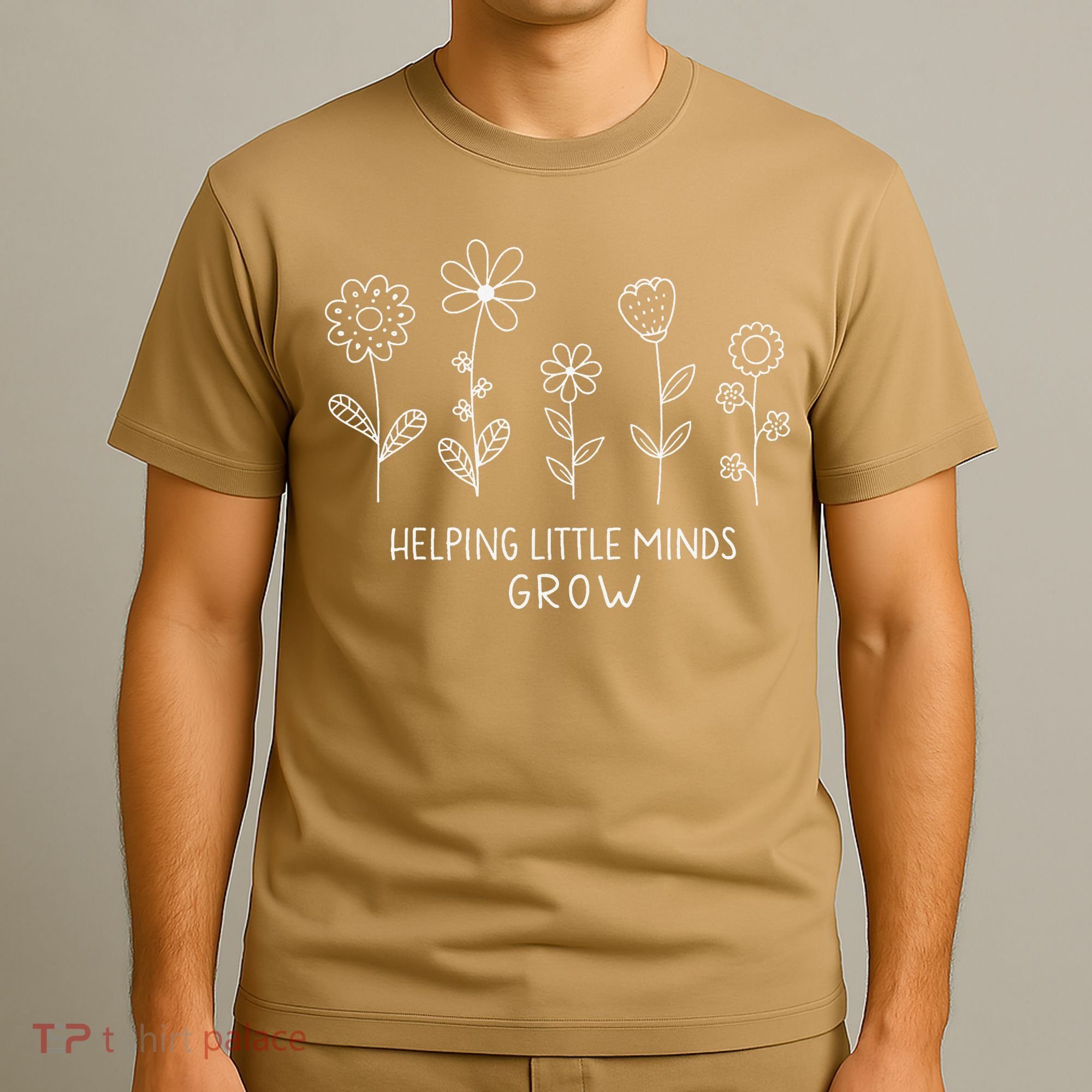 Helping Little Minds Grow Wildflower Kindergarten Teacher T-Shirt