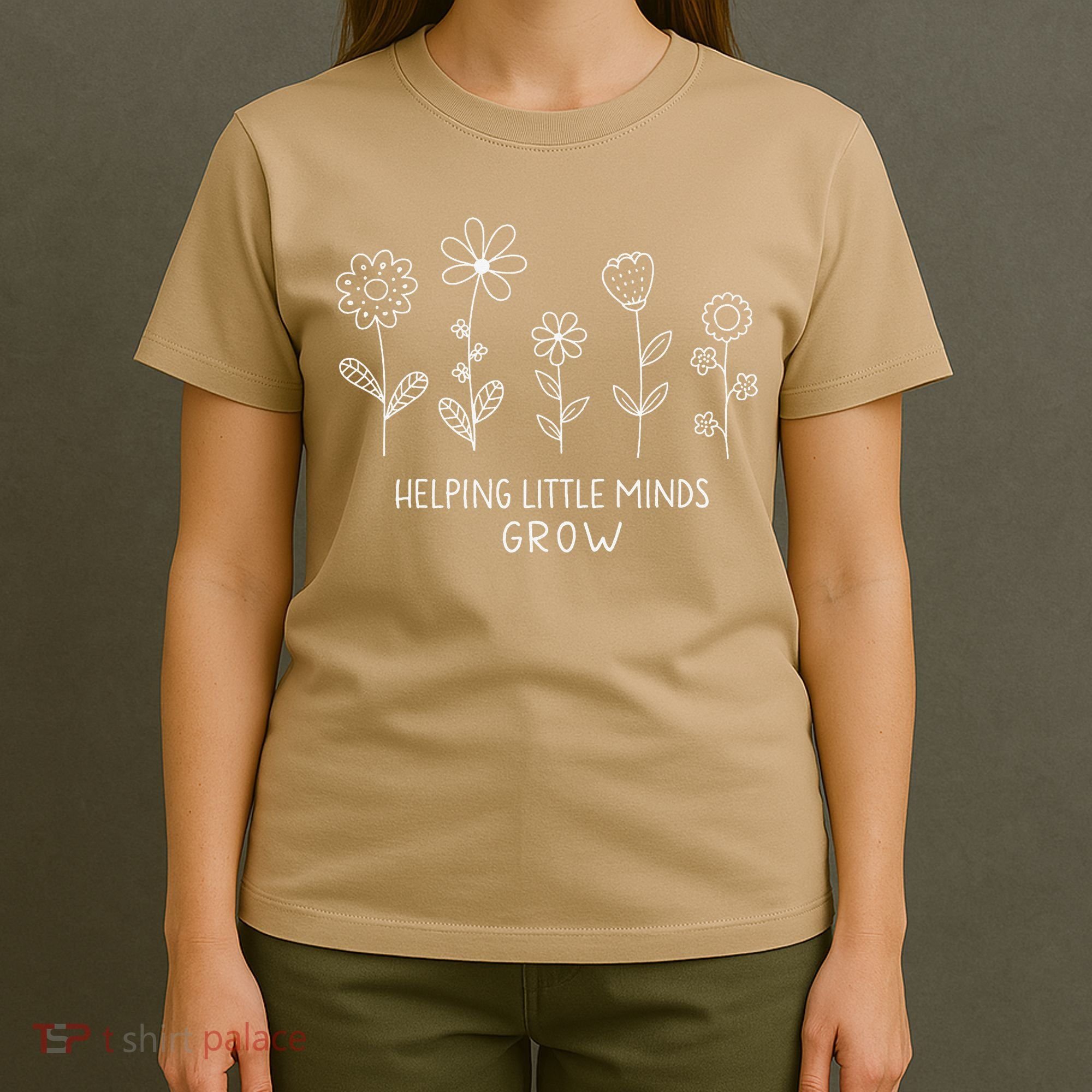 Helping Little Minds Grow Wildflower Kindergarten Teacher T-Shirt