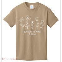 Helping Little Minds Grow Wildflower Kindergarten Teacher Kids T-Shirt thumb 0
