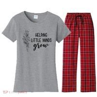 Helping Little Minds Grow Educator Teacher Women's Flannel Pajama Set thumb 0