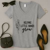 Helping Little Minds Grow Educator Teacher Women's V-Neck T-Shirt thumb 2