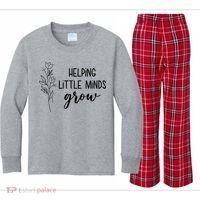 Helping Little Minds Grow Educator Teacher Kids Long Sleeve Plaid Pajama Set thumb 0