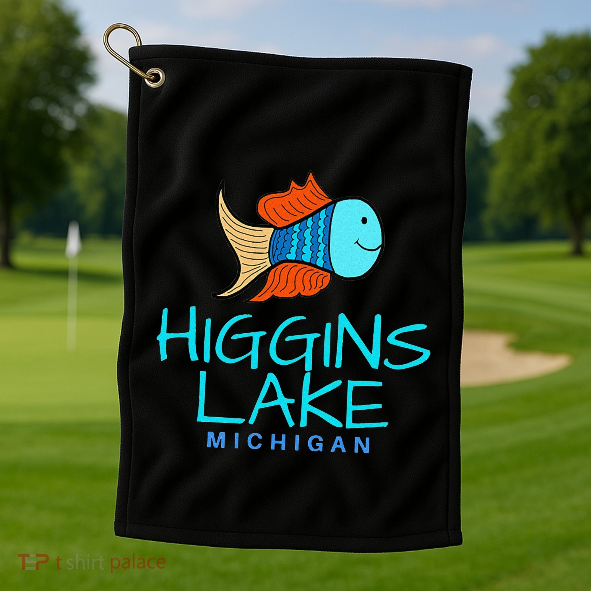 Higgins Lake Michigan , Boaters And Anglers MI Golf Towel
