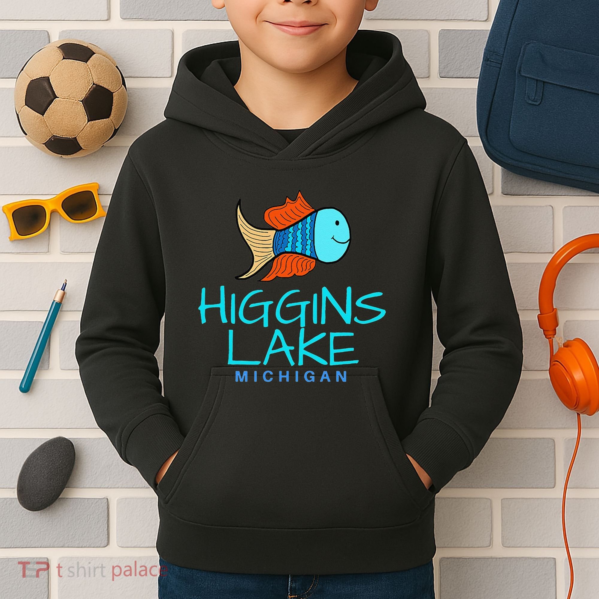 Higgins Lake Michigan , Boaters And Anglers MI Kids Hoodie