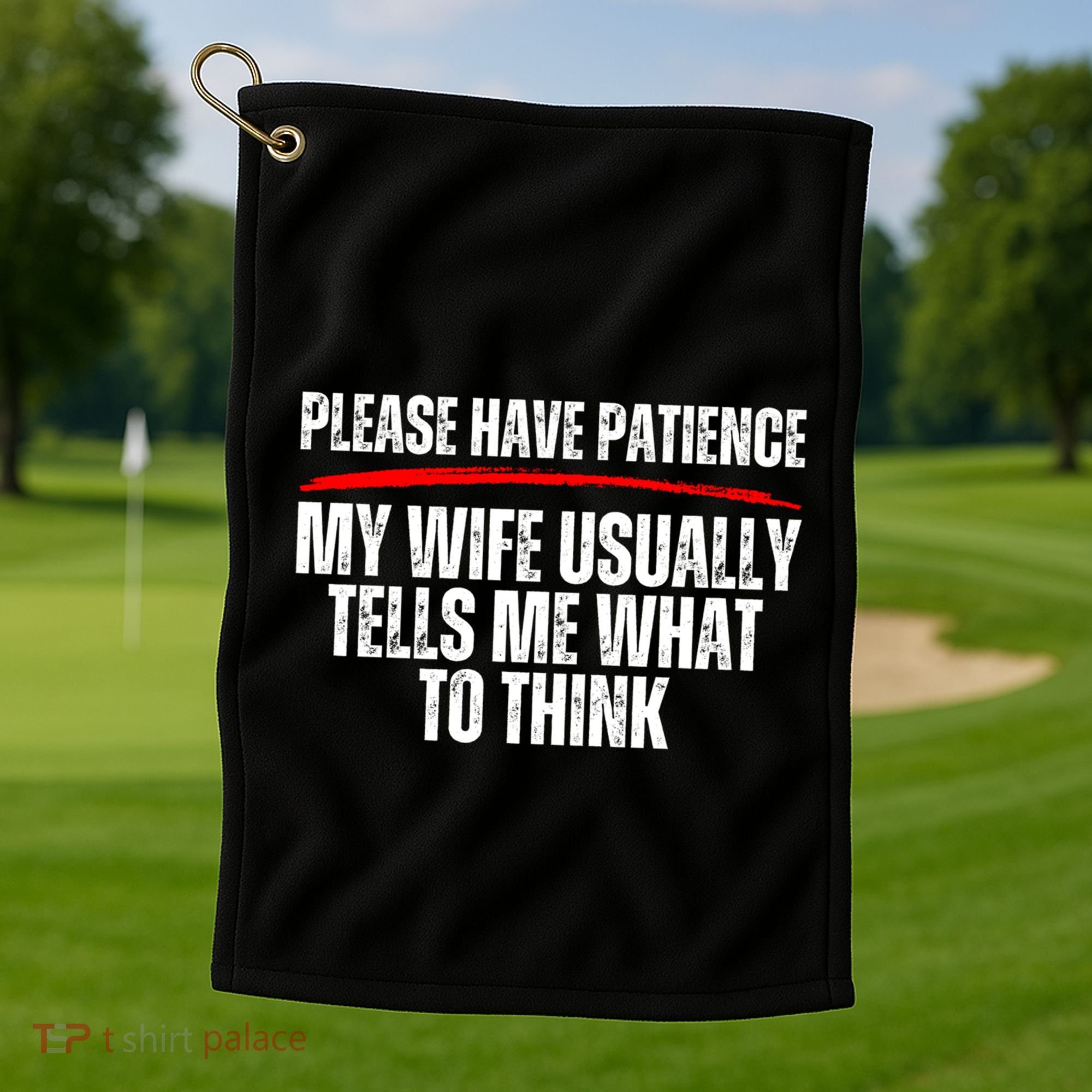 Husband Let Me Ask My Wife From Loving Spouse Funny Married Gift Golf Towel