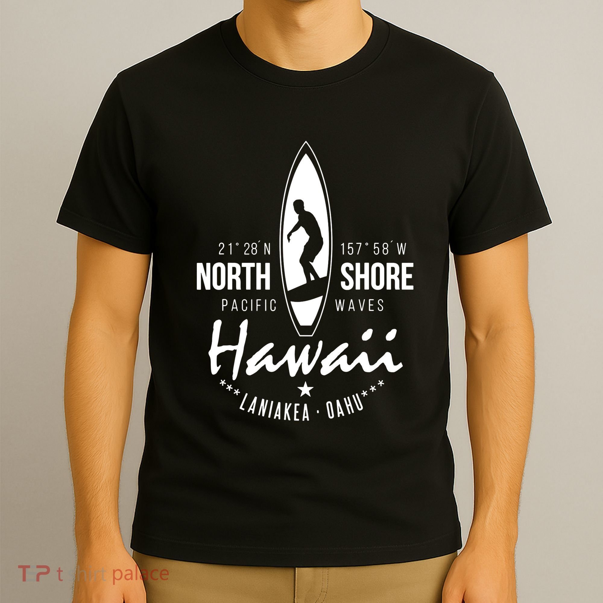 Hawaii Laniakea Oahu Beach North Shore Surfer Pacific Waves T-Shirt