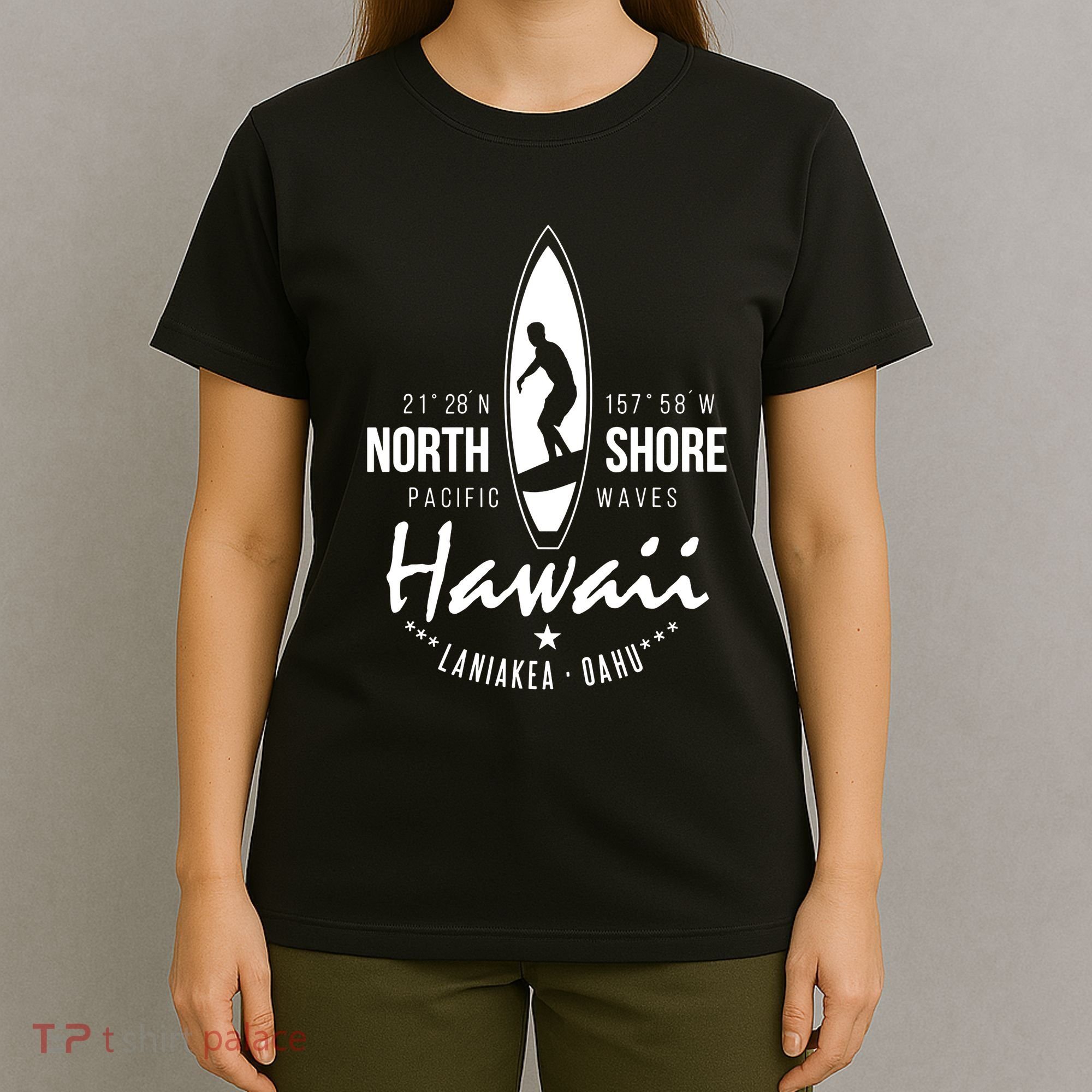 Hawaii Laniakea Oahu Beach North Shore Surfer Pacific Waves T-Shirt