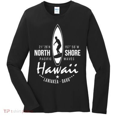 Hawaii Laniakea Oahu Beach North Shore Surfer Pacific Waves Women's Long Sleeve Shirt