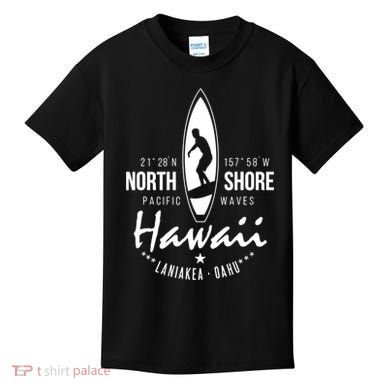 Hawaii Laniakea Oahu Beach North Shore Surfer Pacific Waves Kids T-Shirt