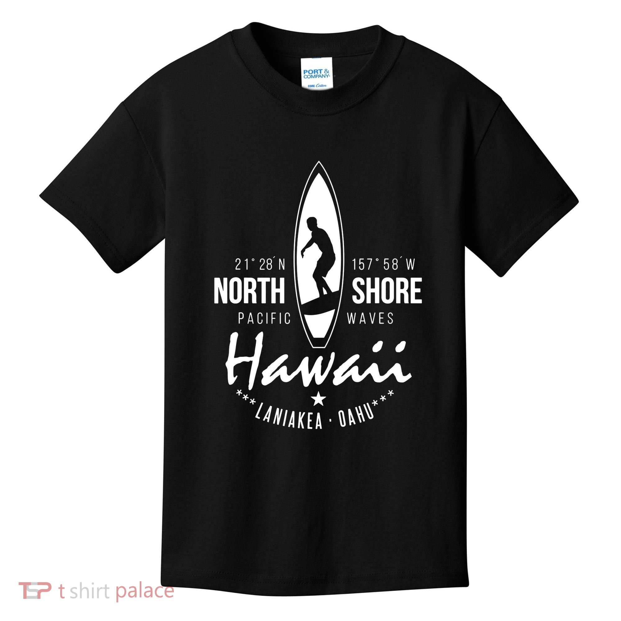 Hawaii Laniakea Oahu Beach North Shore Surfer Pacific Waves Kids T-Shirt