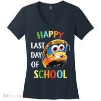 Happy Last Of Day School Bus Driver Teacher Student Parent Women's V-Neck T-Shirt thumb 0