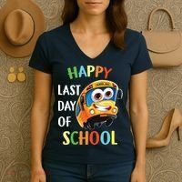 Happy Last Of Day School Bus Driver Teacher Student Parent Women's V-Neck T-Shirt thumb 3