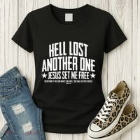 Hell Lost One Jesus Set Me Free John 836 Another Christian Women's T-Shirt thumb 3