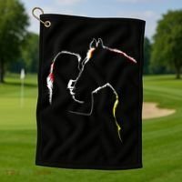 Horse Lover Outline Cute Gift Golf Towel thumb 1