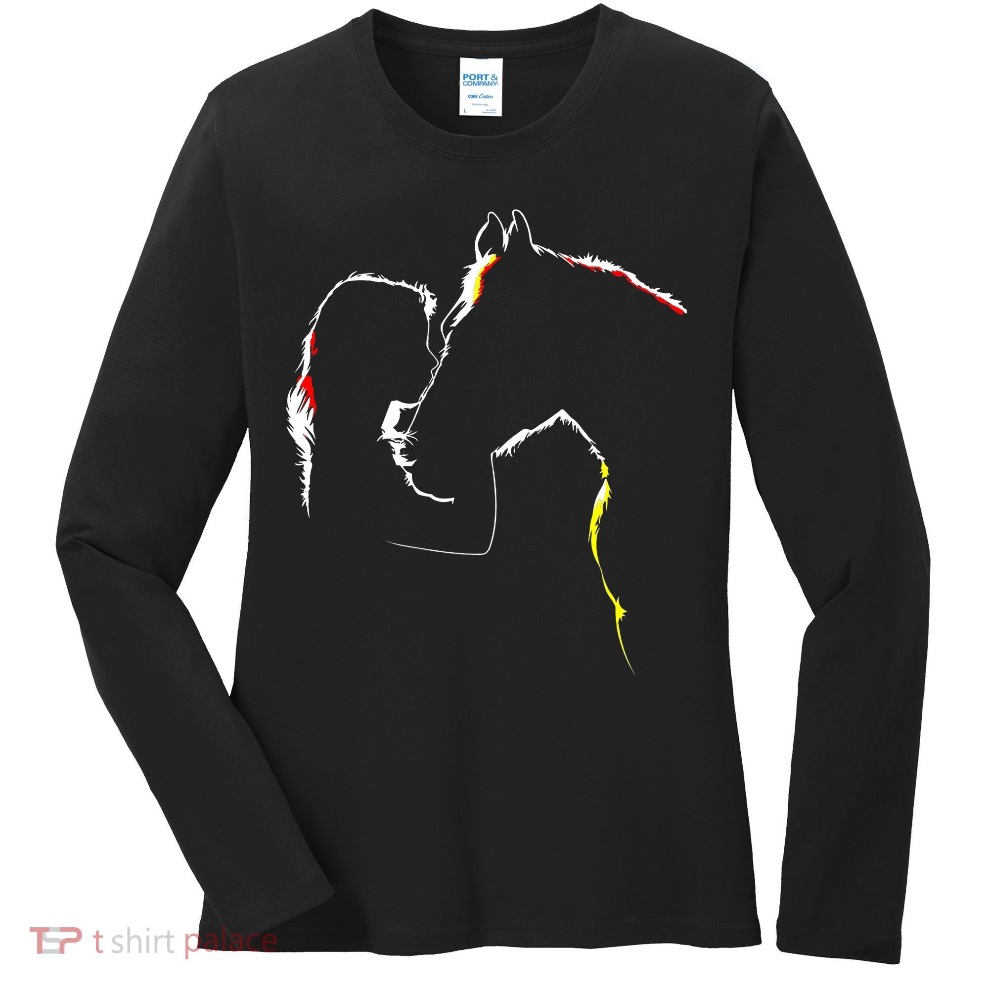 Horse Lover Outline Cute Gift Women's Long Sleeve Shirt