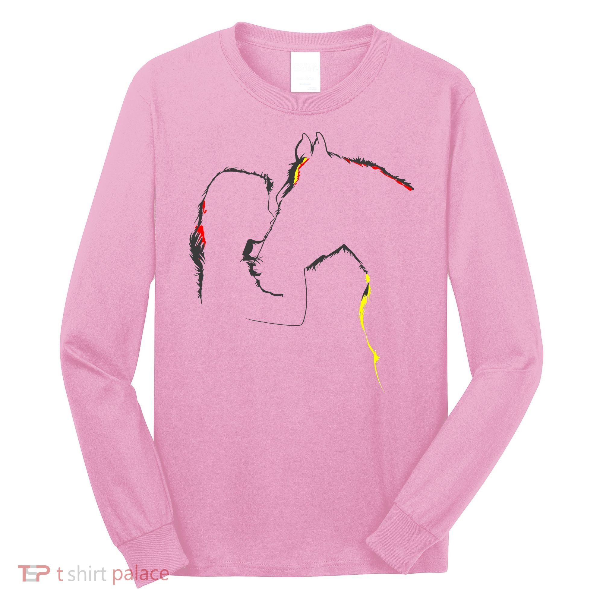 Horse Lover Outline Cute Gift Long Sleeve Shirt