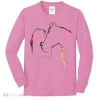 Horse Lover Outline Cute Gift Kids Long Sleeve Shirt thumb 0