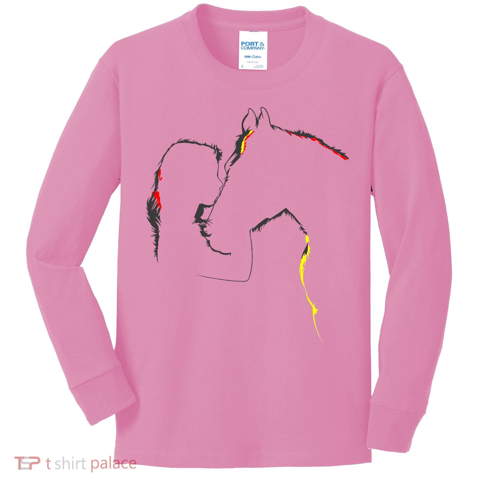 Horse Lover Outline Cute Gift Kids Long Sleeve Shirt