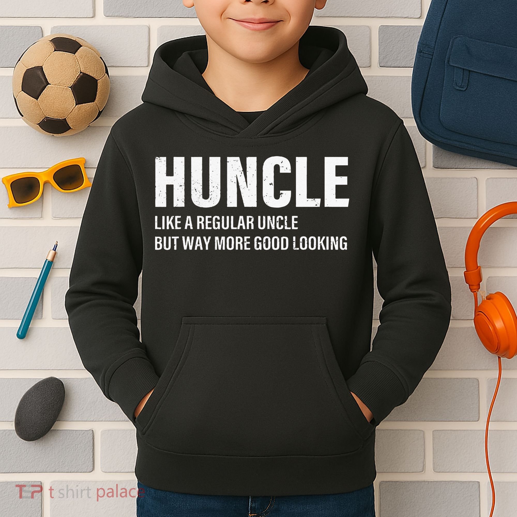 Huncle Like Regular Uncle Way More Good Looking Funny Uncle Kids Hoodie
