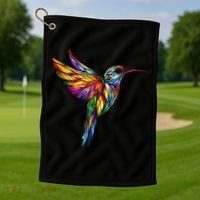 Hummingbird Lovers Stained Glass Hummingbird  Golf Towel thumb 1