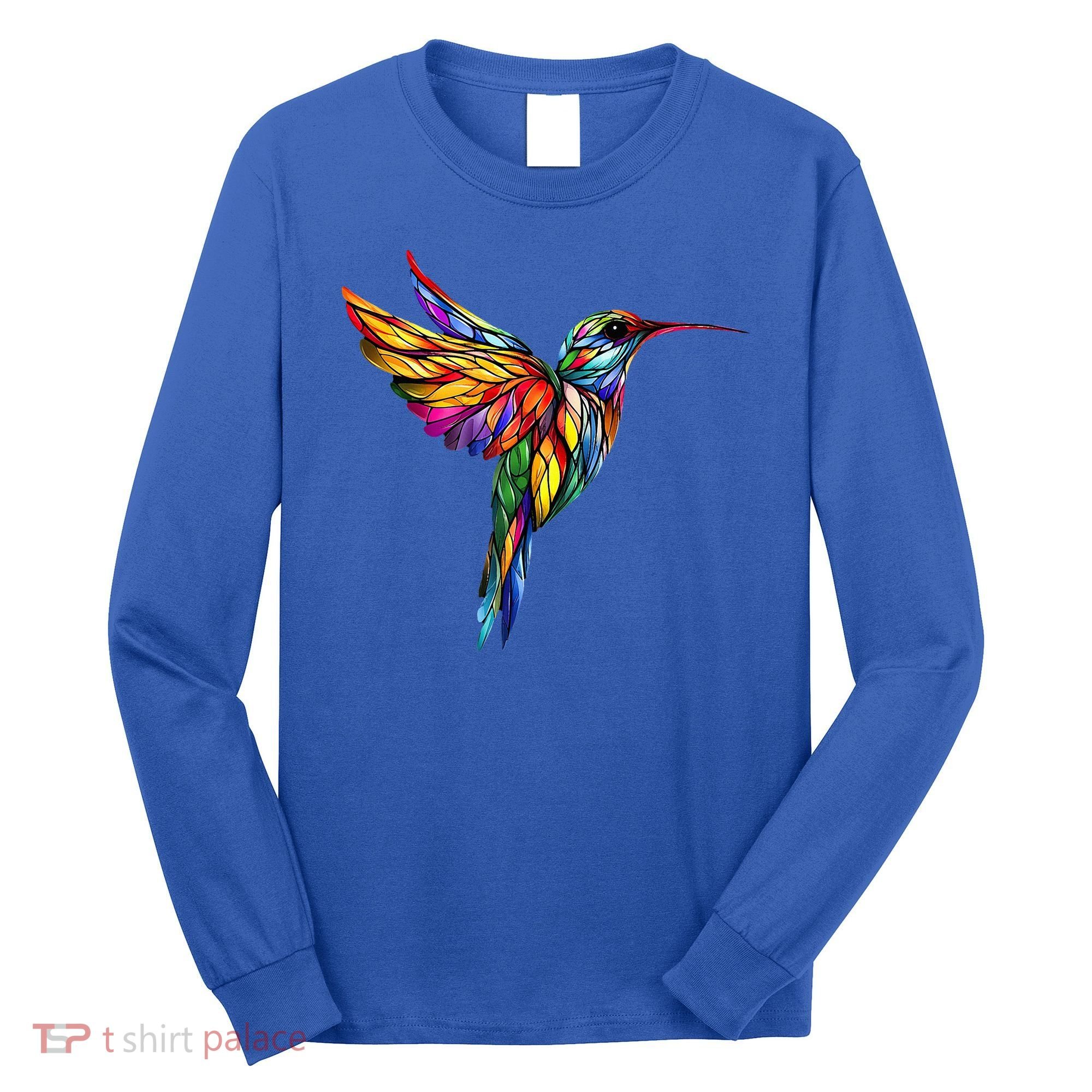 Hummingbird Lovers Stained Glass Hummingbird  Long Sleeve Shirt
