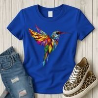 Hummingbird Lovers Stained Glass Hummingbird  Women's T-Shirt thumb 3