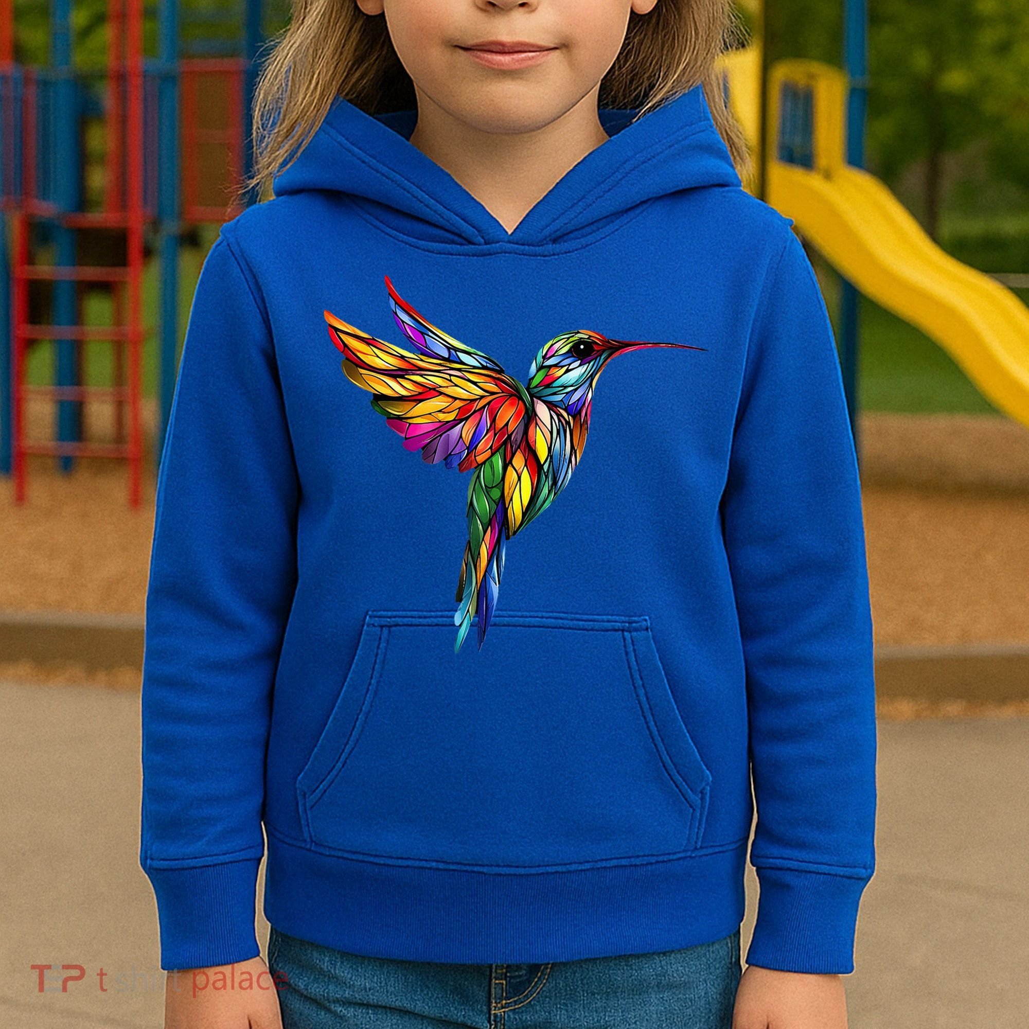 Hummingbird Lovers Stained Glass Hummingbird  Kids Hoodie