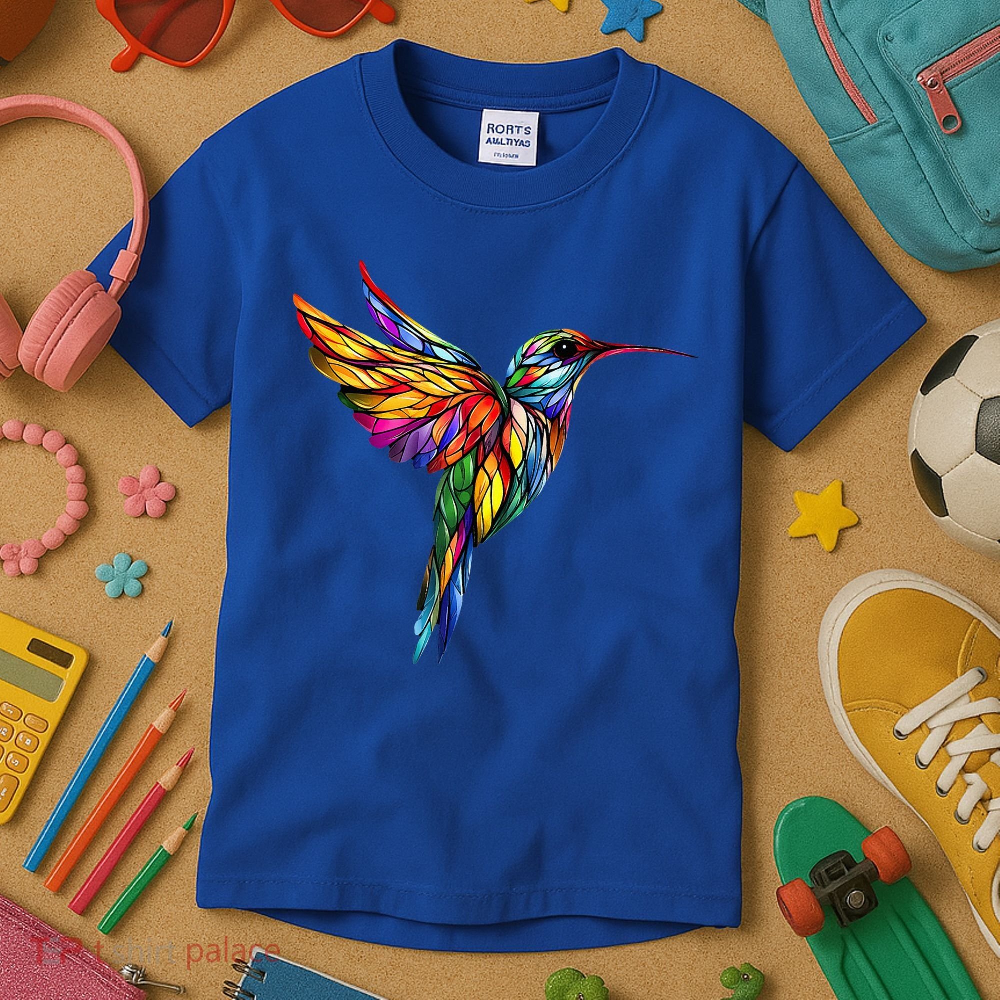 Hummingbird Lovers Stained Glass Hummingbird  Kids T-Shirt