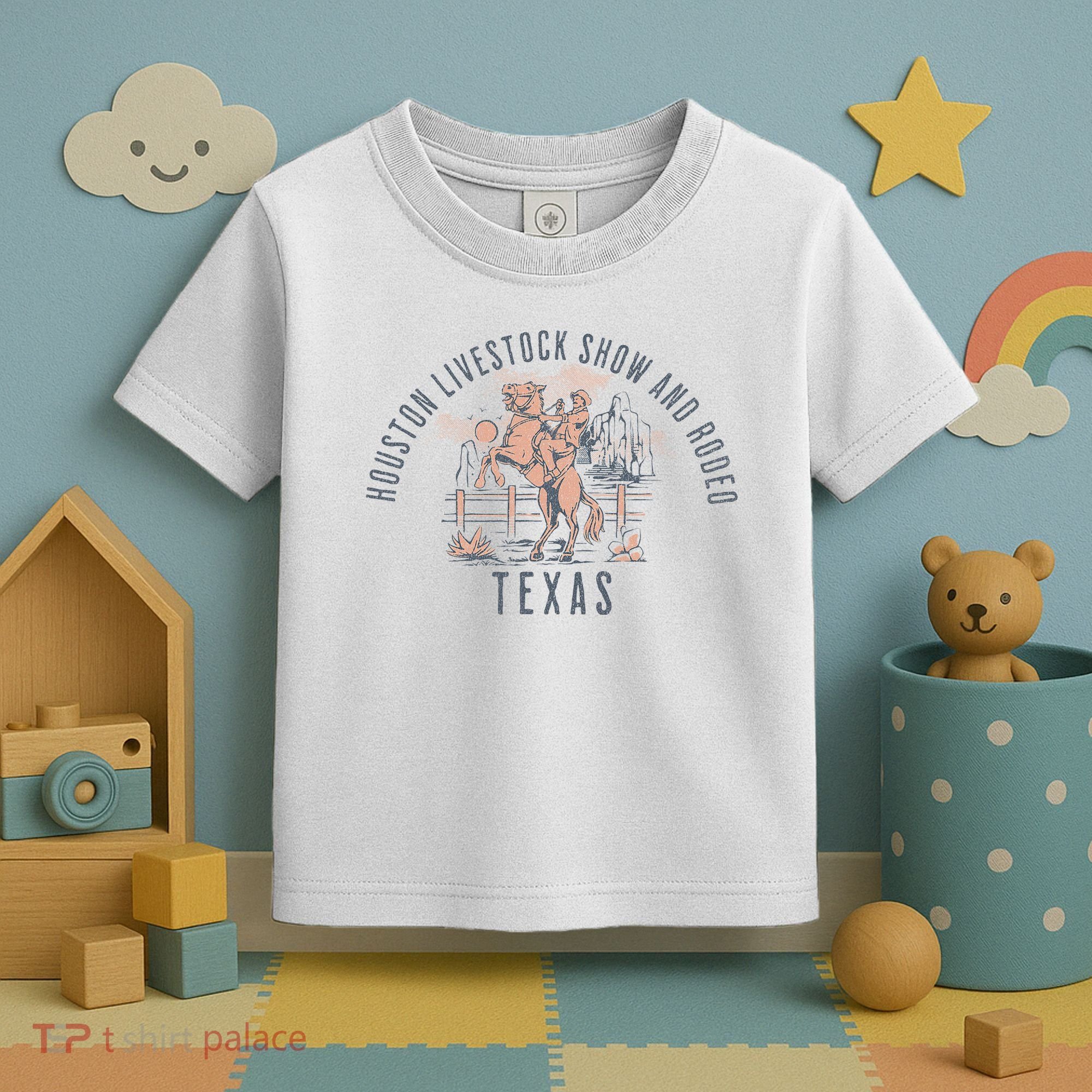 Houston Livestock Show And Rodeo Texas Cowboy And Horse Toddler T-Shirt