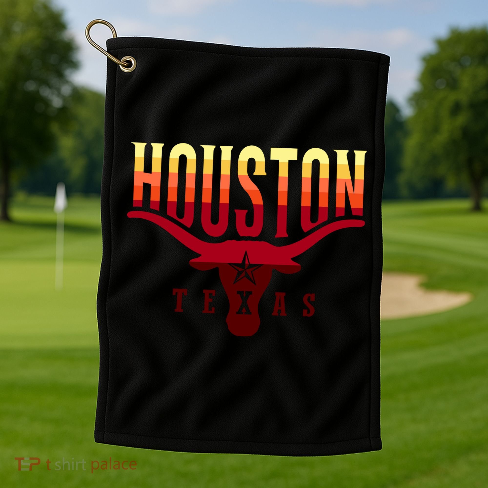 Houston Longhorn Sunset Logo Golf Towel