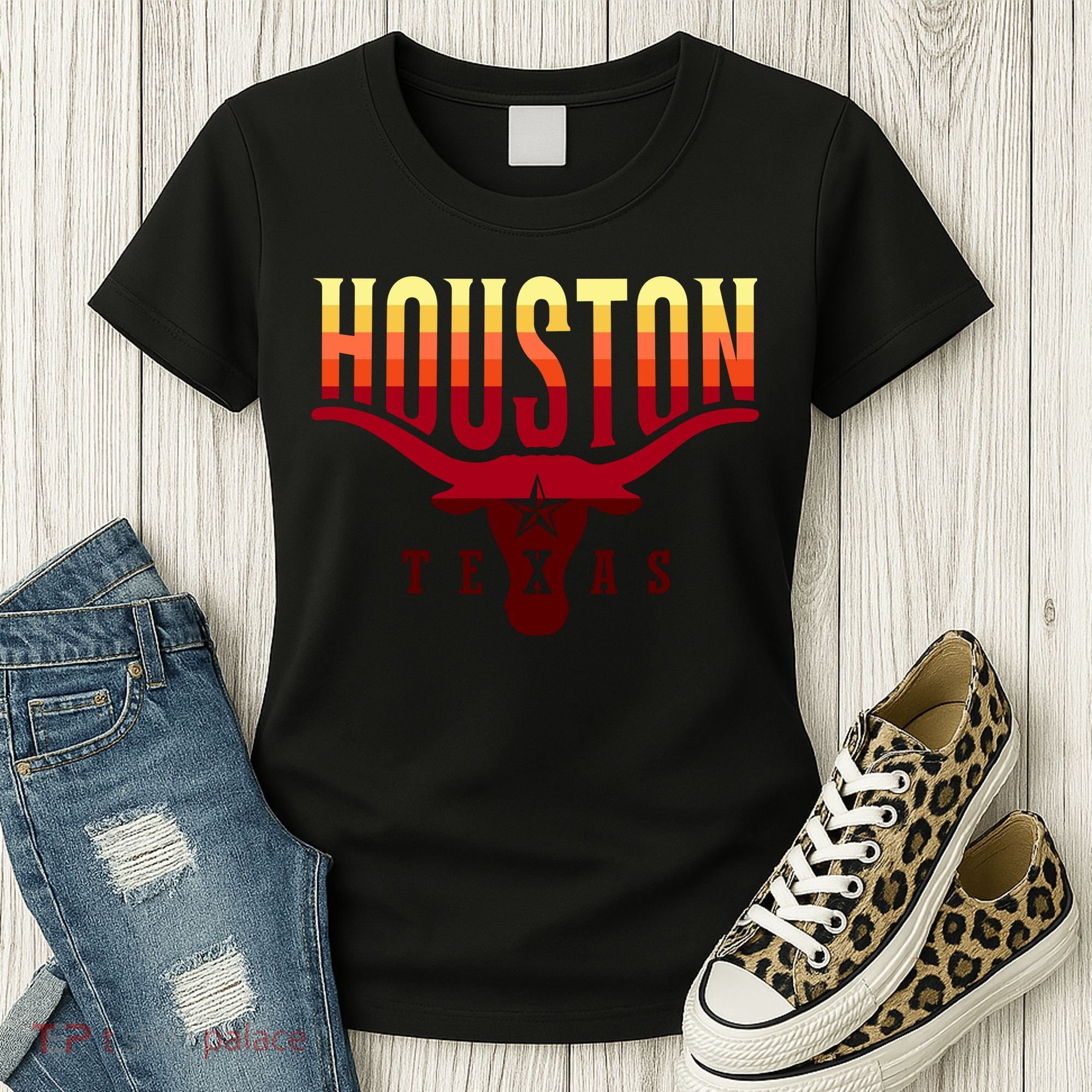 Houston Longhorn Sunset Logo Women's T-Shirt