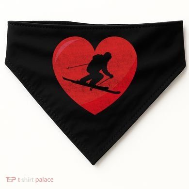 Heart Lover Skiing Gift Valentines Day Cute Gift USA-Made Doggie Bandana
