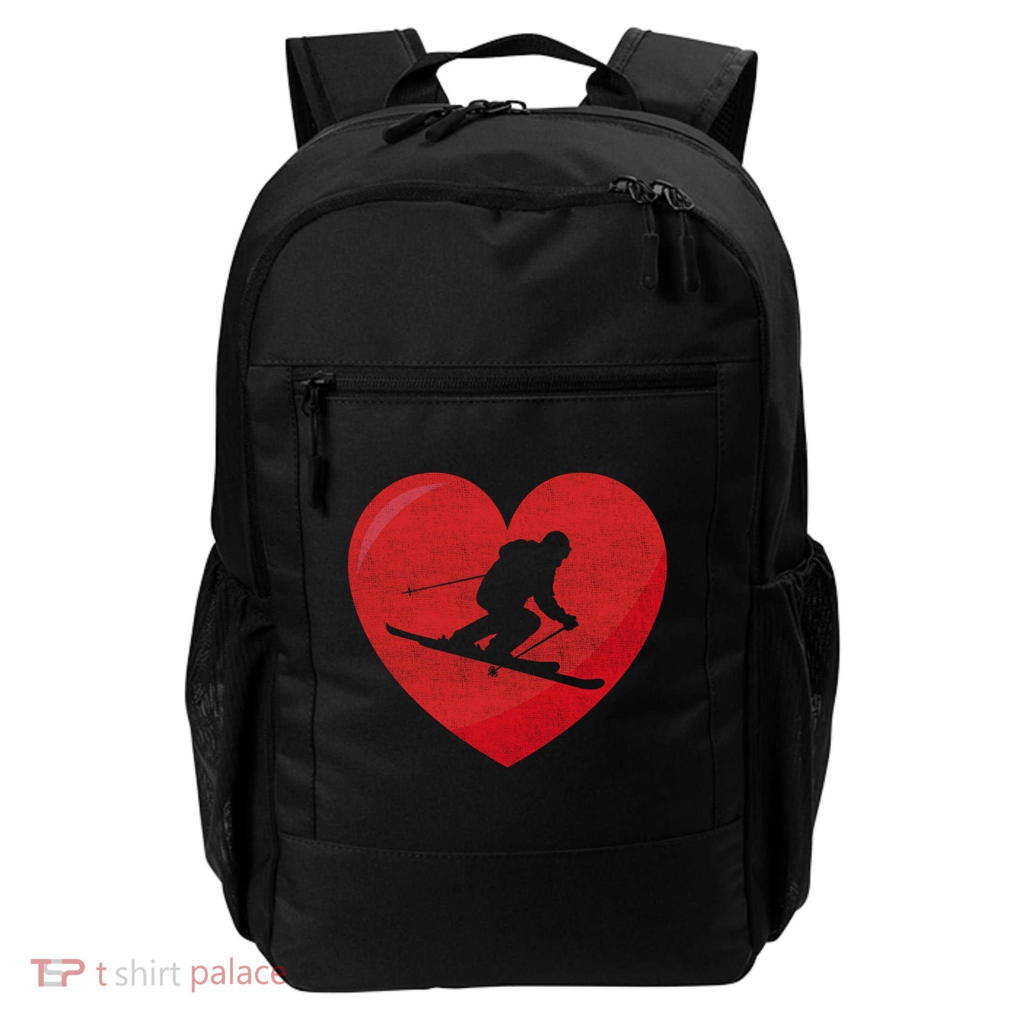 Heart Lover Skiing Gift Valentines Day Cute Gift Backpack