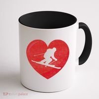 Heart Lover Skiing Gift Valentines Day Cute Gift Coffee Mug thumb 1