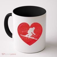 Heart Lover Skiing Gift Valentines Day Cute Gift Coffee Mug thumb 0